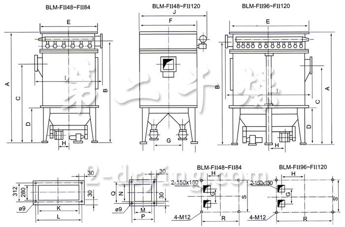 BLM系列脈沖布筒濾塵器安裝示意